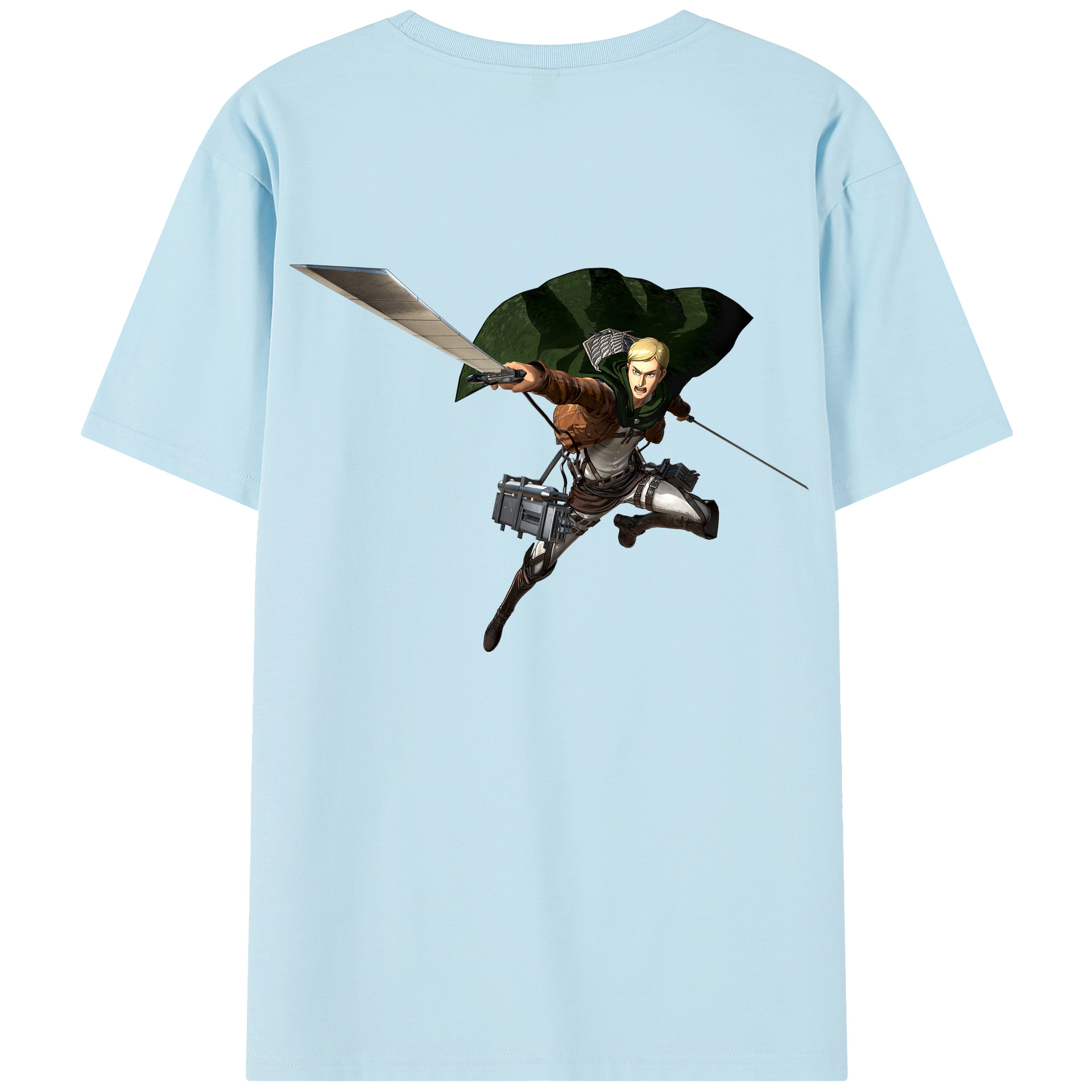 （画像用） 進撃の巨人 エルヴィン・スミス Attack on Titan Erwin Smith 綿100％半袖Tシャツ（背面プリント）